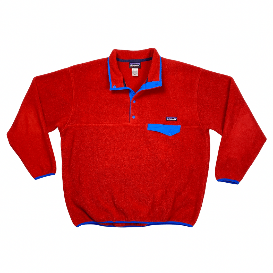 VINTAGE PATAGONIA SYNCHILLA BUTTON-UP FLEECE RED AND BLUE