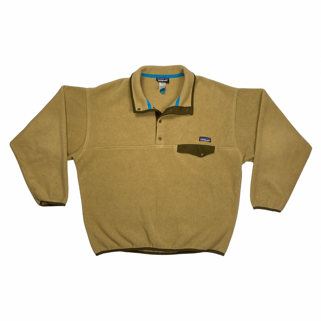 VINTAGE PATAGONIA SYNCHILLA BUTTON-UP FLEECE BEIGE AND ARMY GREEN