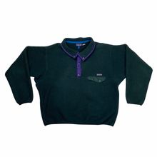 Load image into Gallery viewer, VINTAGE PATAGONIA BUTTON-UP FLEECE DARK GREEN AND PURPLE
