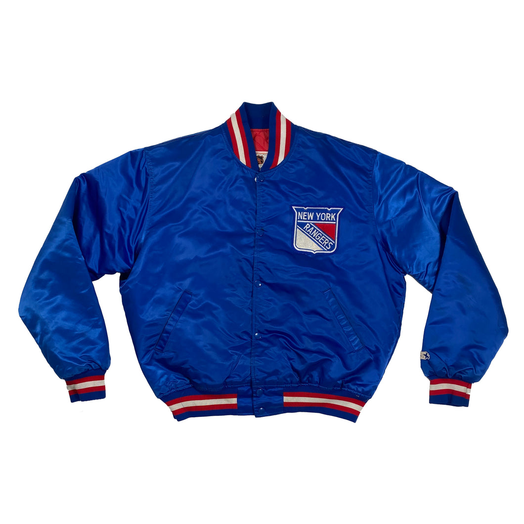 VINTAGE NEW YORK RANGERS NHL EMBROIDERED STARTER BOMBER JACKET