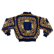 Load image into Gallery viewer, RARE VINTAGE CHANEL SILK BOMBER JACKET NAVY GOLD
