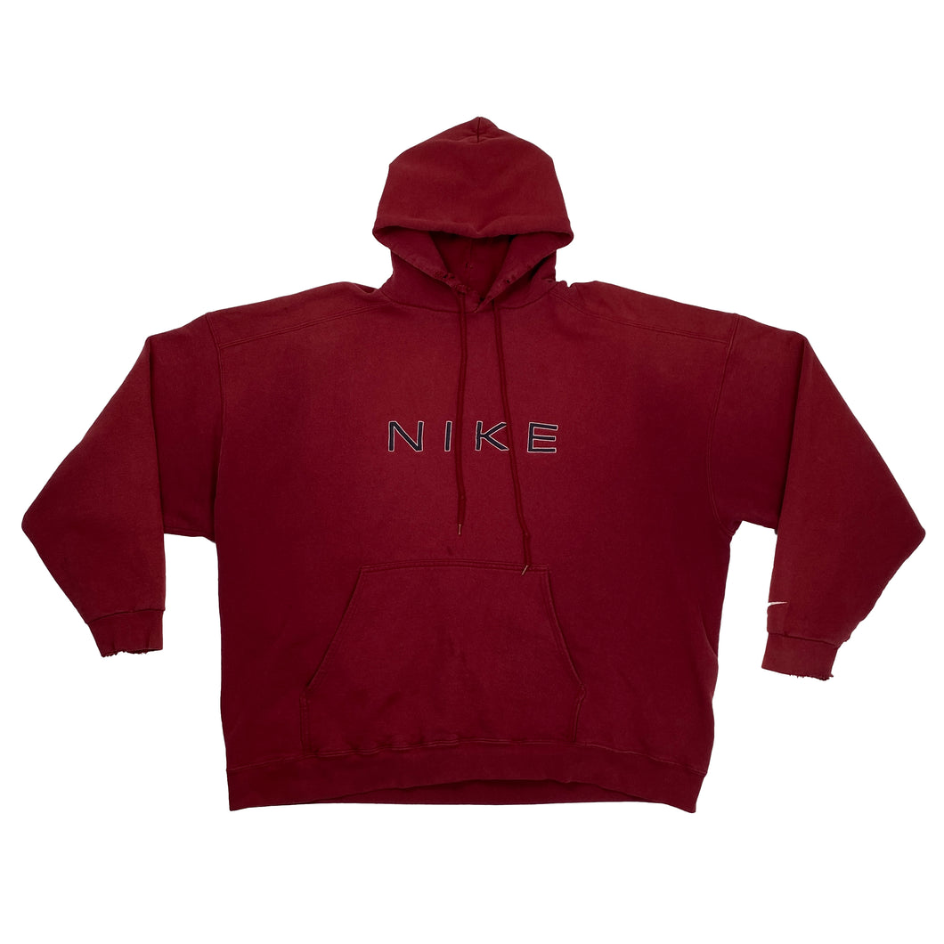 VINTAGE 1990'S NIKE EMBROIDERED SPELLOUT RED HOODIE