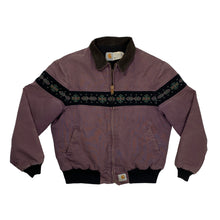 Load image into Gallery viewer, VINTAGE CARHARTT PATTERNED WORKWEAR JACKET WITH CORDUROY COLLAR PURPLE/BLACK
