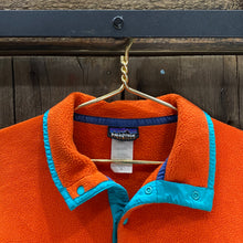 Load image into Gallery viewer, VINTAGE PATAGONIA SYNCHILLA BUTTON-UP FLEECE ORANGE AND TURQUOISE
