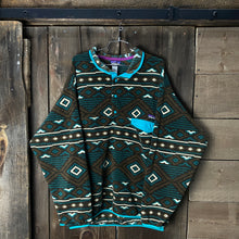 Load image into Gallery viewer, VINTAGE PATAGONIA SYNCHILLA QUARTER BUTTON-UP FLEECE PATTERNED BROWN/TURQUOISE

